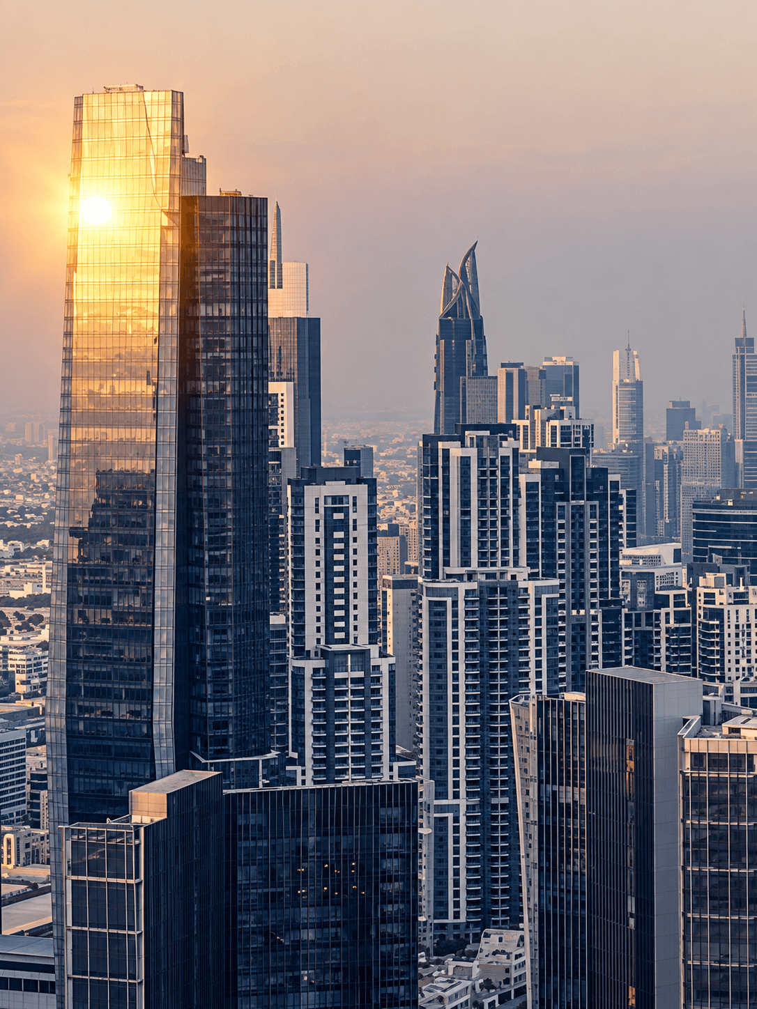 Dubai skyline at sunset